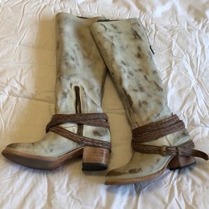 Freebird white distressed leather boots